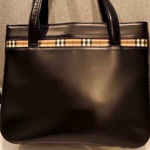 Burberry Black Tote with Iconic Check Accent